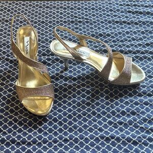 Nina Shimmering Gold Strappy Heels